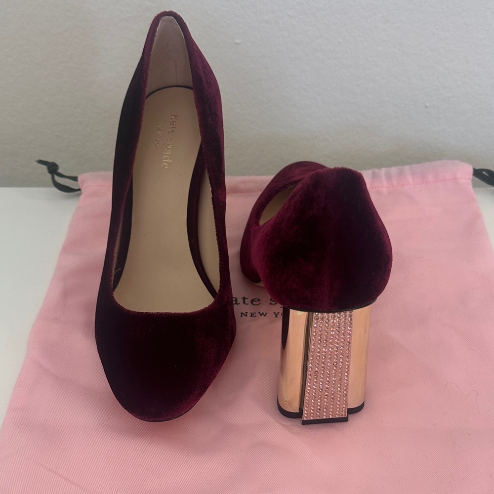Kate Spade Deep Red Velvet Heels